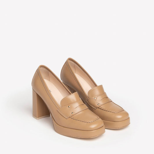 Beige loafer med platåsula